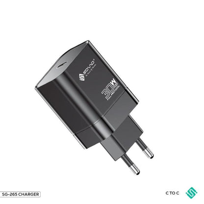 SOVO SG-265 LAZER 30W Super Fast C to C Charge Type-C Adapter and Cable